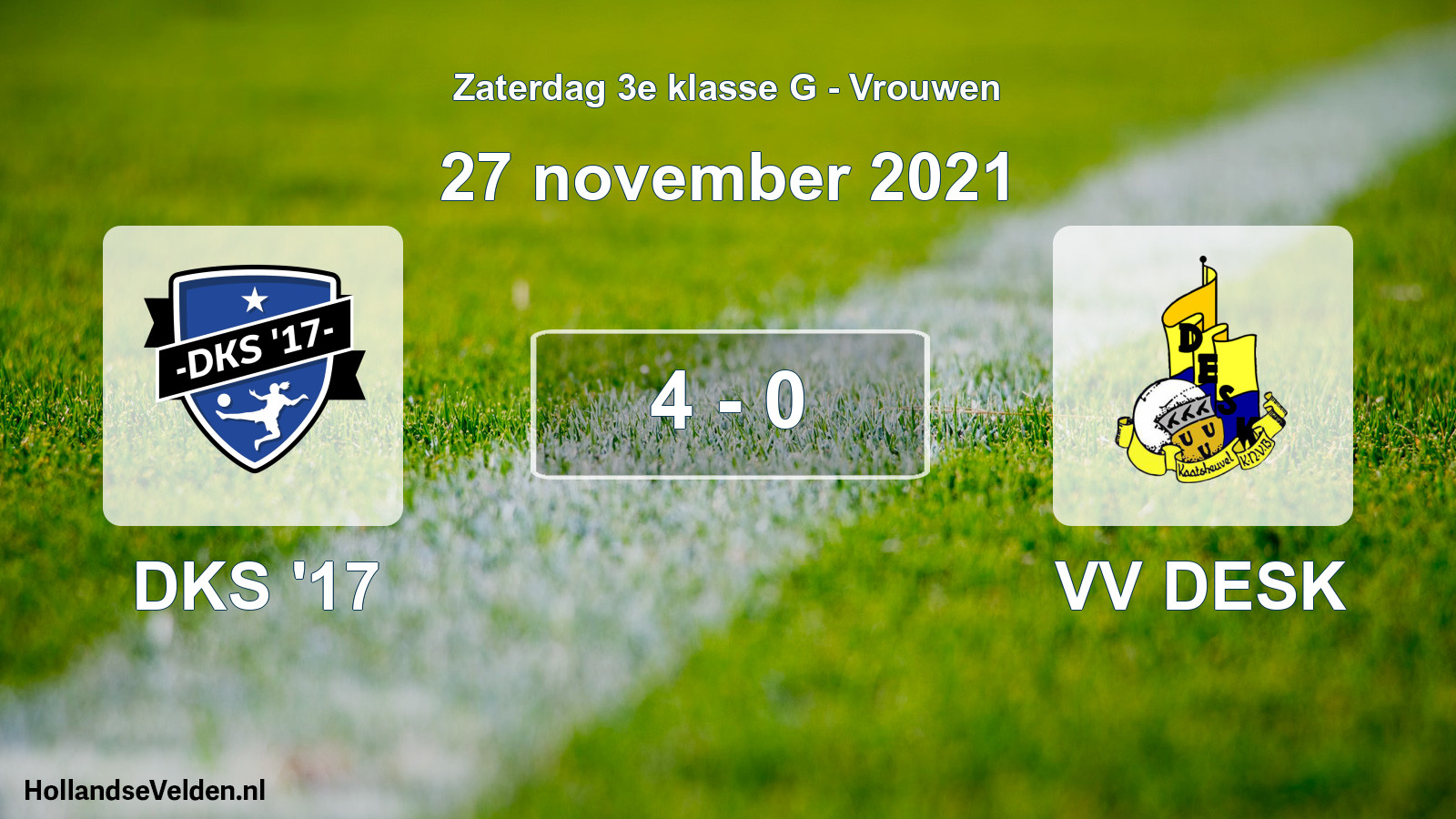 Total number of matches played: DKS '17 - VV DESK 4 - 0 (27 November 2021)