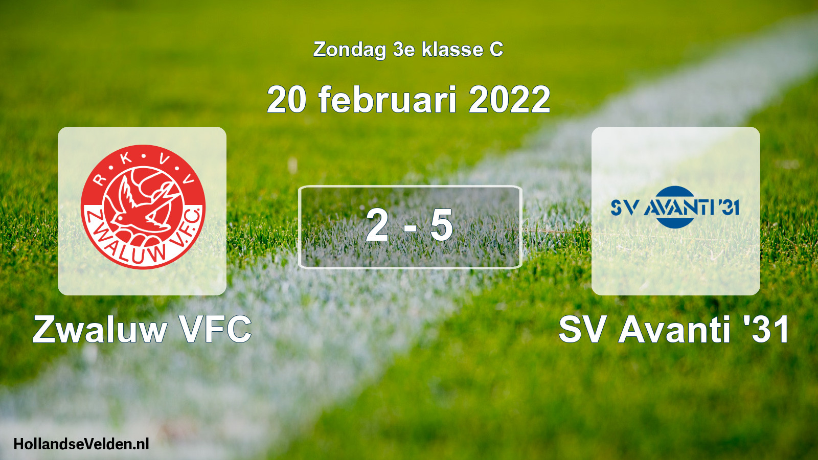 Total number of matches played: Zwaluw VFC - SV Avanti '31 2 - 5 (20 February 2022)