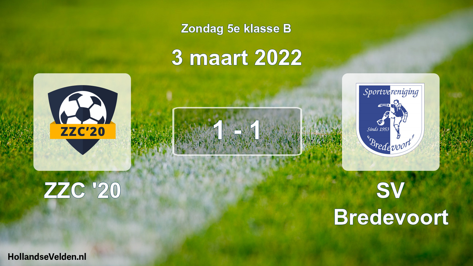 Total number of matches played: ZZC '20 - SV Bredevoort 1 - 1 (3 March 2022)