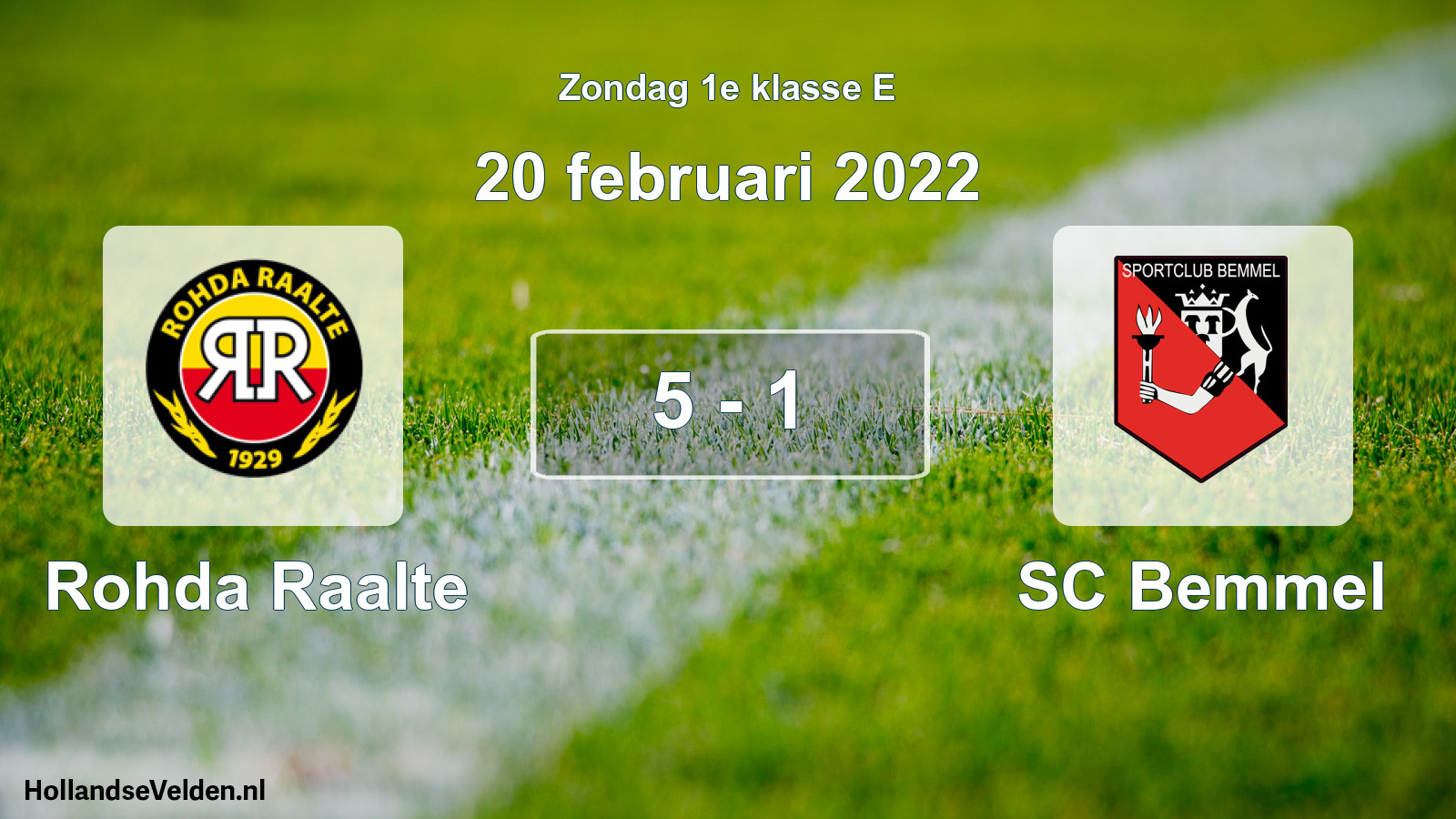 Total number of matches played: Rohda Raalte - SC Bemmel 5 - 1 (20 February 2022)