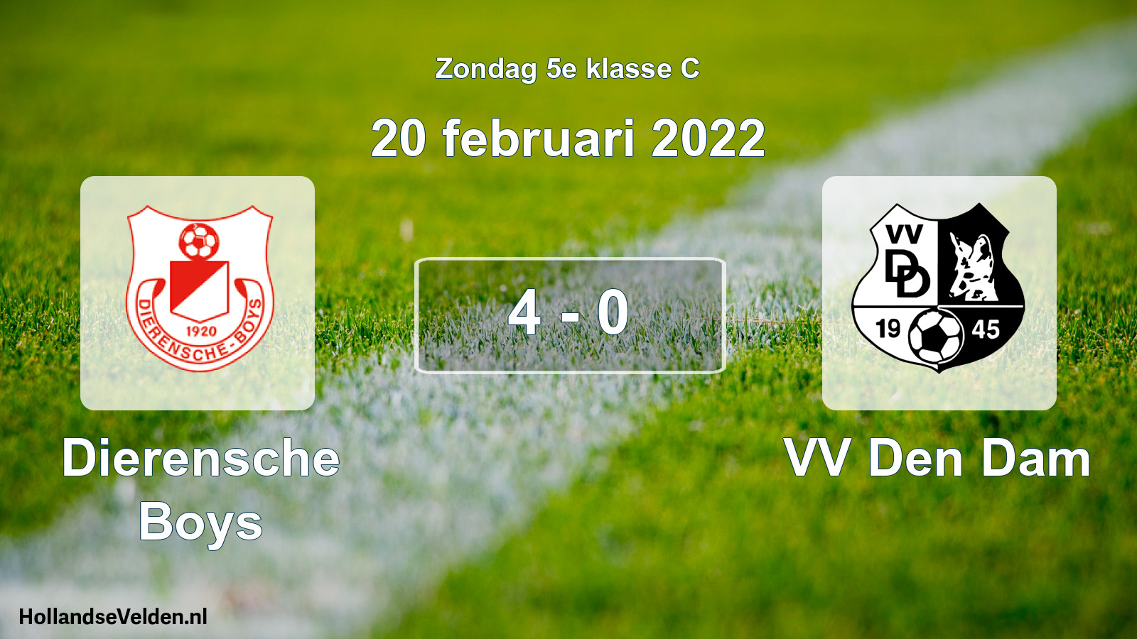 Total number of matches played: Dierensche Boys - VV Den Dam 4 - 0 (20 February 2022)