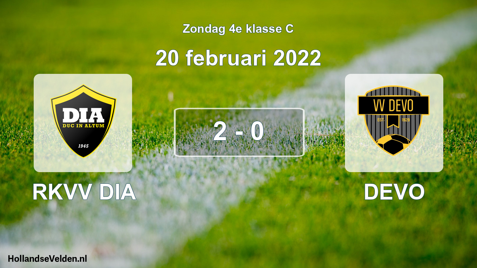 Total number of matches played: RKVV DIA - DEVO 2 - 0 (20 February 2022)