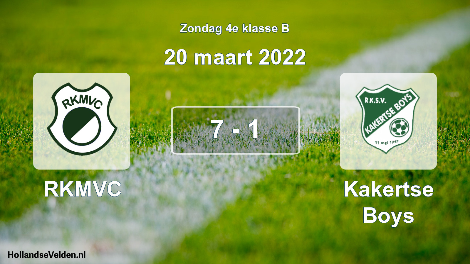 Total number of matches played: RKMVC - Kakertse Boys 7 - 1 (20 March 2022)
