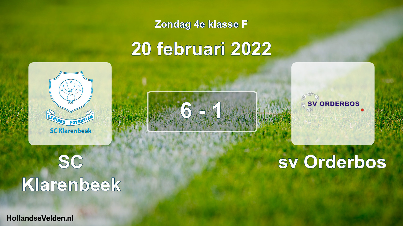 Total number of matches played: SC Klarenbeek - sv Orderbos 6 - 1 (20 February 2022)