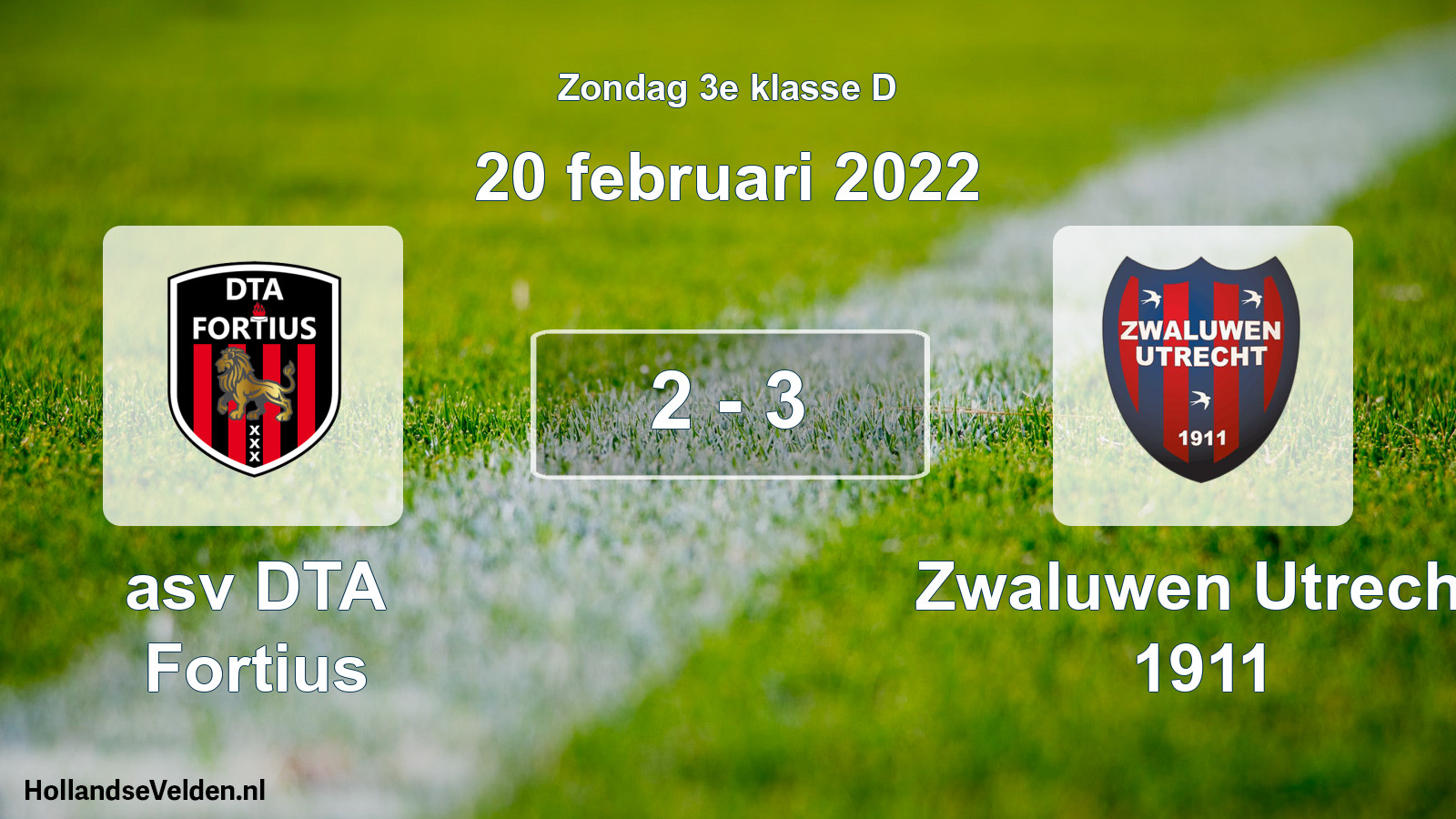 Total number of matches played: asv DTA Fortius - Zwaluwen Utrecht 1911 2 - 3 (20 February 2022)