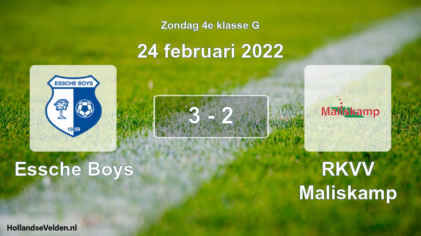 Total number of matches played: Essche Boys - RKVV Maliskamp 3 - 2 (24 February 2022)