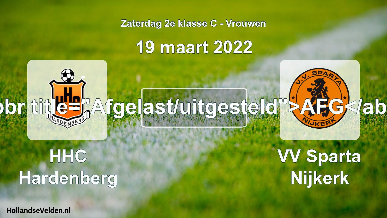 Scheduled Match: HHC Hardenberg - VV Sparta Nijkerk (19 March 2022)