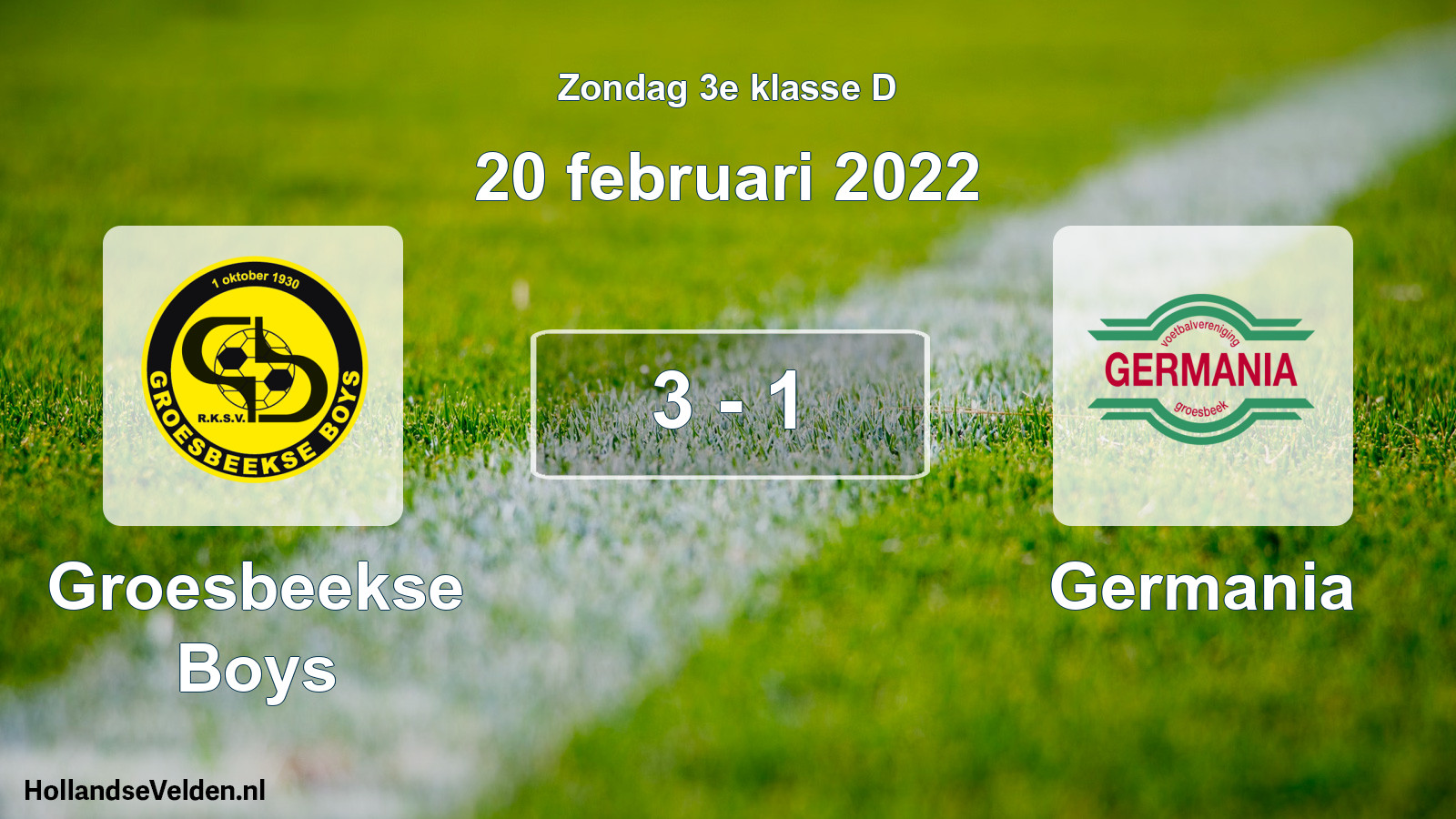 Total number of matches played: Groesbeekse Boys - Germania 3 - 1 (20 February 2022)