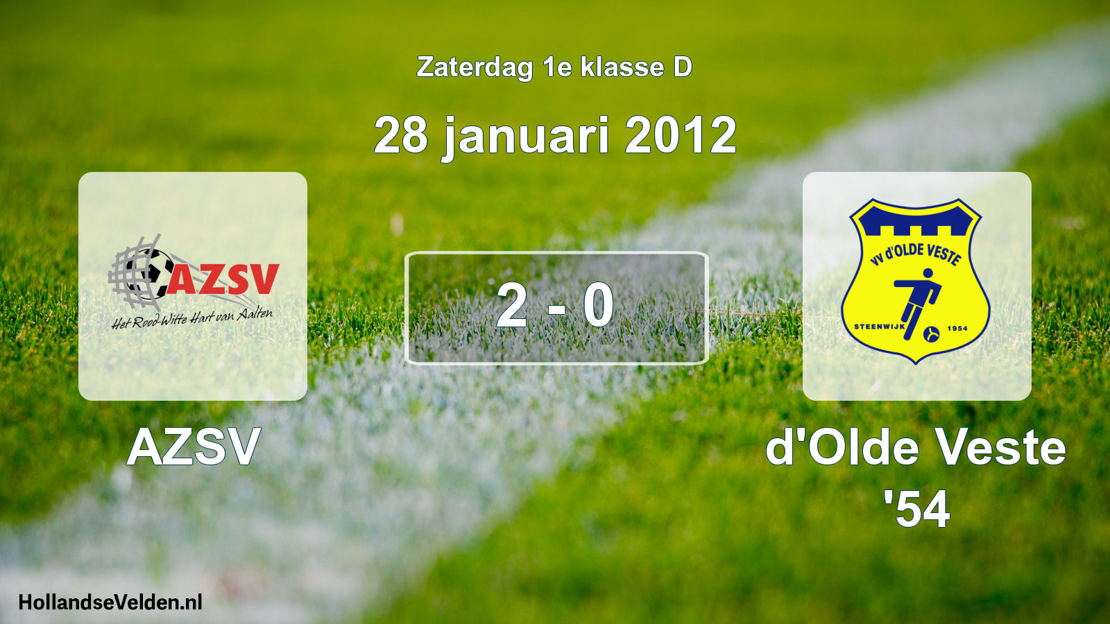 Total number of matches played: AZSV - d'Olde Veste '54 2 - 0 (28 January 2012)