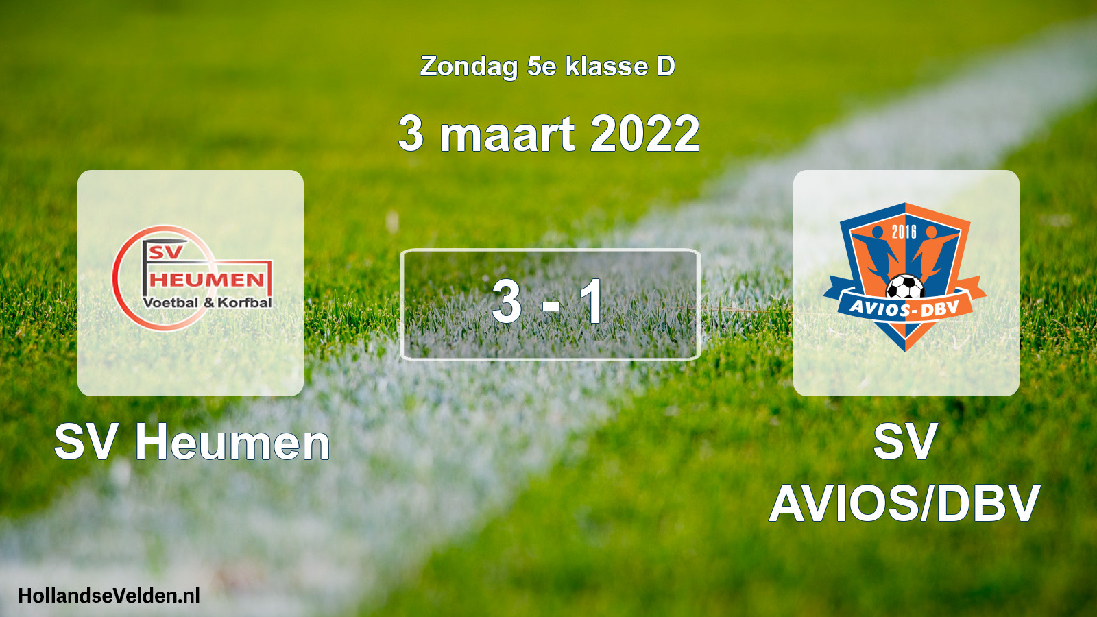 Total number of matches played: SV Heumen - SV AVIOS/DBV 3 - 1 (3 March 2022)