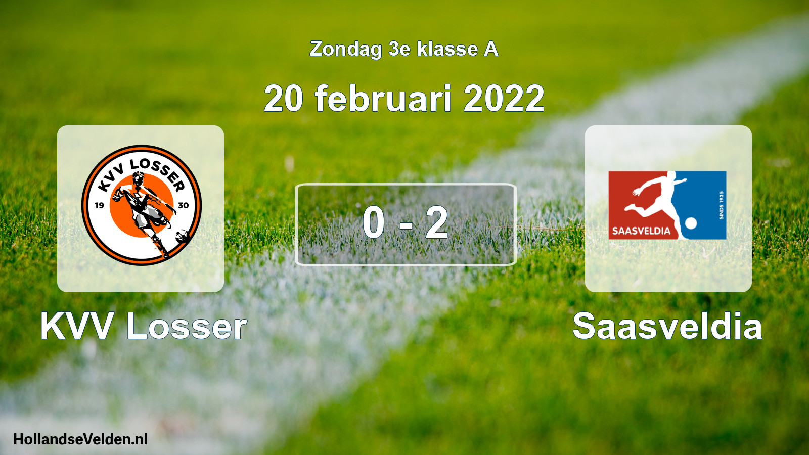 Total number of matches played: KVV Losser - Saasveldia 0 - 2 (20 February 2022)