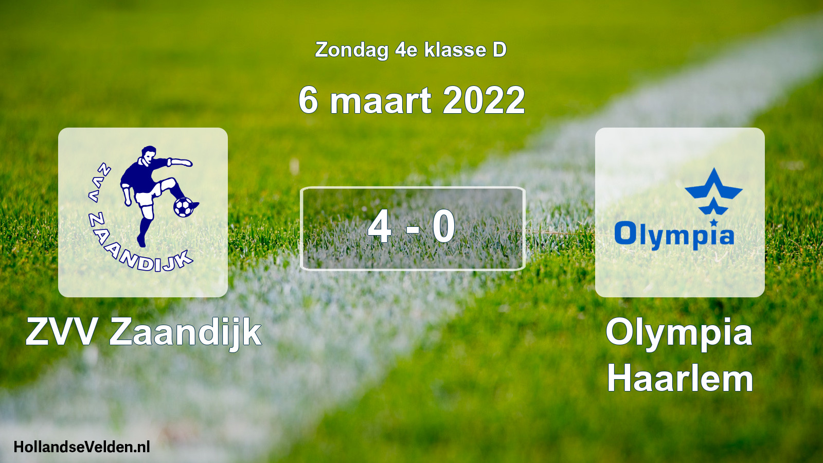 Total number of matches played: ZVV Zaandijk - Olympia Haarlem 4 - 0 (6 March 2022)
