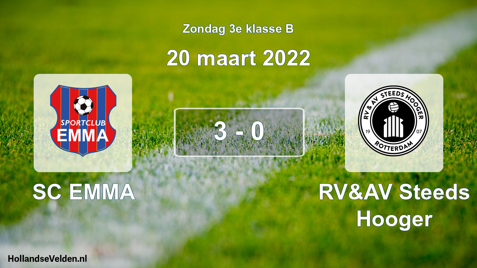 Total number of matches played: SC EMMA - RV&AV Steeds Hooger 3 - 0 (20 March 2022)