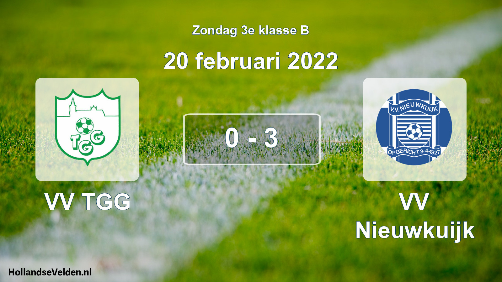 Total number of matches played: VV TGG - VV Nieuwkuijk 0 - 3 (20 February 2022)