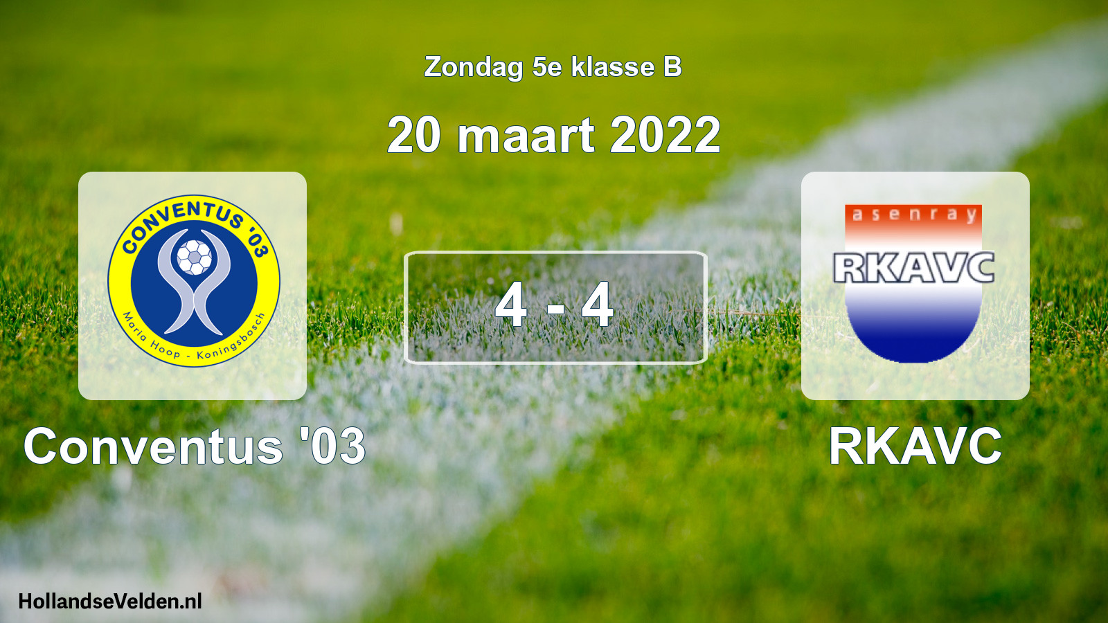 Total number of matches played: Conventus '03 - RKAVC 4 - 4 (20 March 2022)