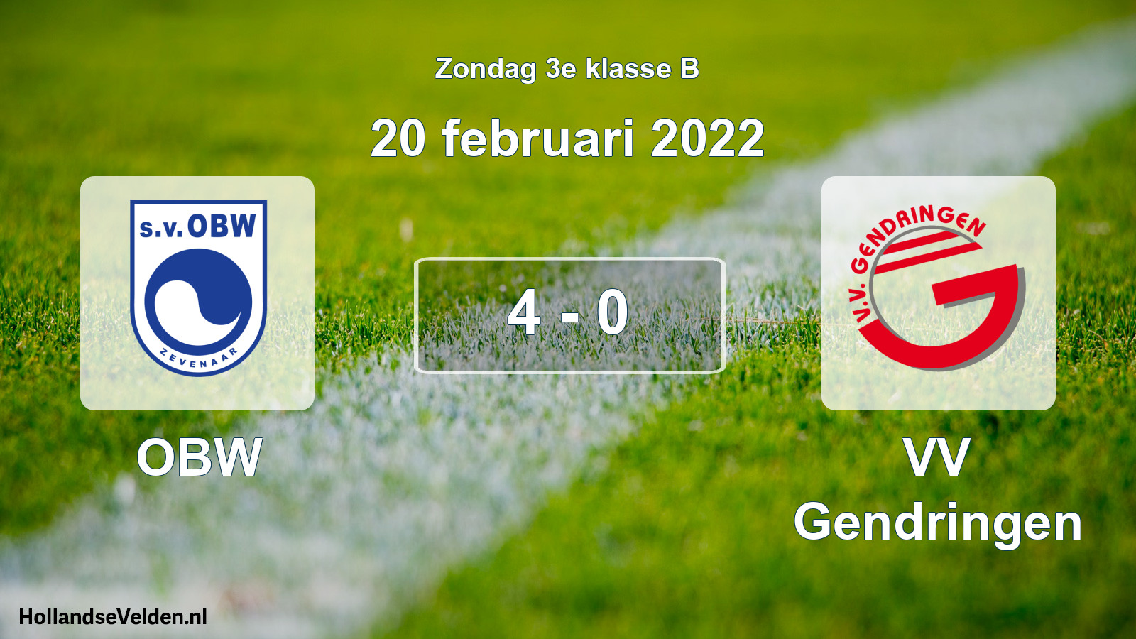 Total number of matches played: OBW - VV Gendringen 4 - 0 (20 February 2022)