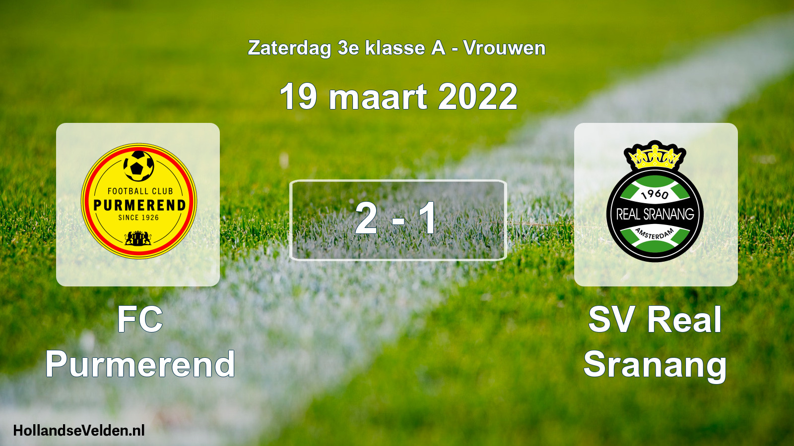 Gespeelde wedstrijd: FC Purmerend - SV Real Sranang 2 - 1 (19 maart 2022)