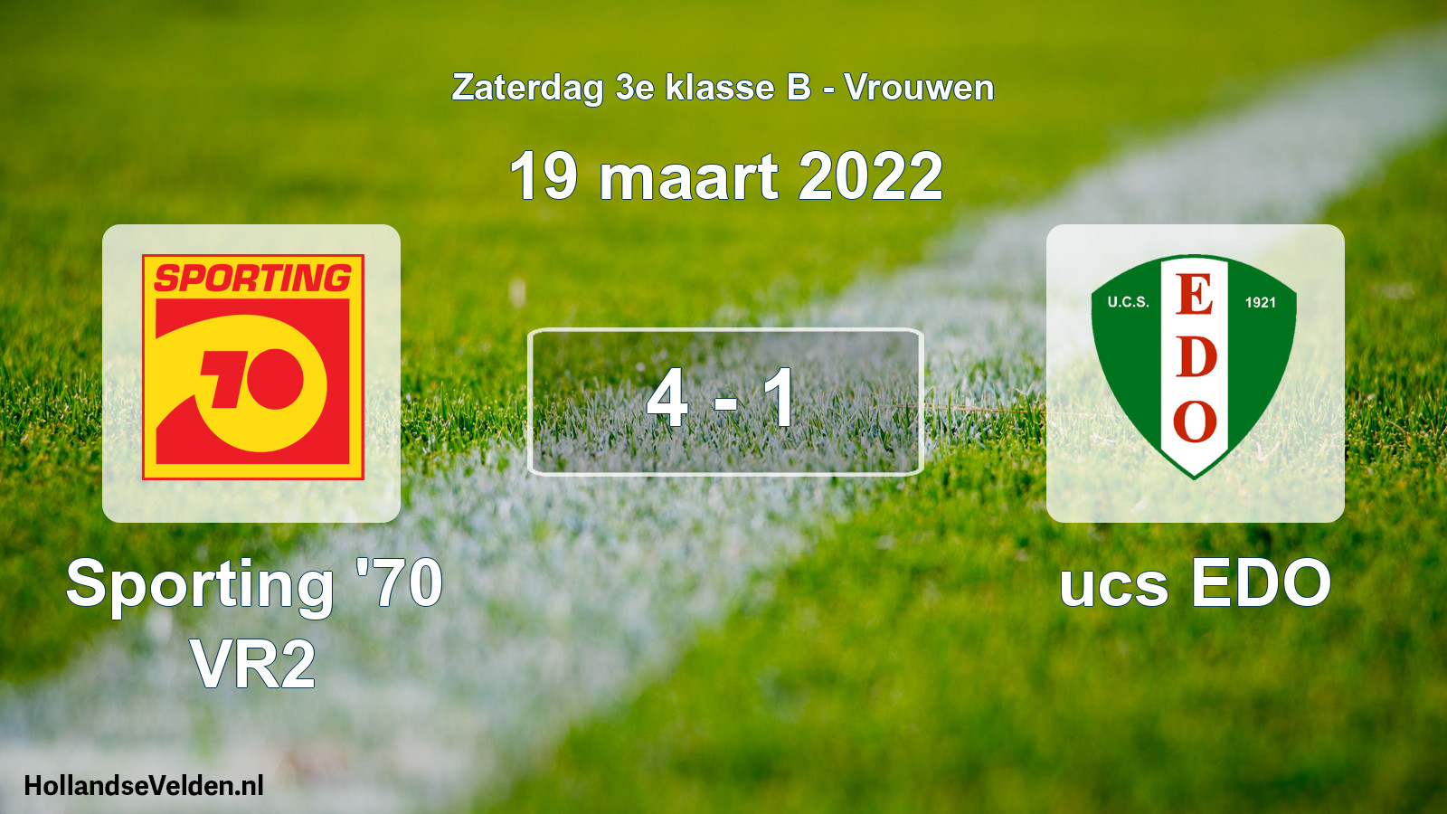 Gespeelde wedstrijd: Sporting '70 VR2 - ucs EDO 4 - 1 (19 maart 2022)