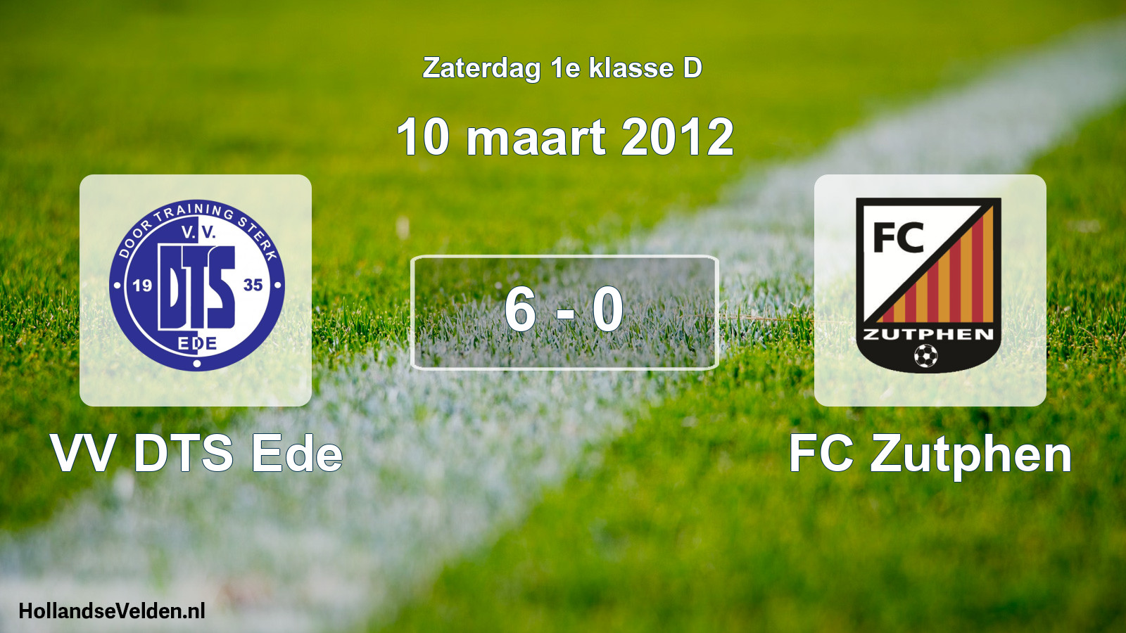 Total number of matches played: VV DTS Ede - FC Zutphen 6 - 0 (10 March 2012)