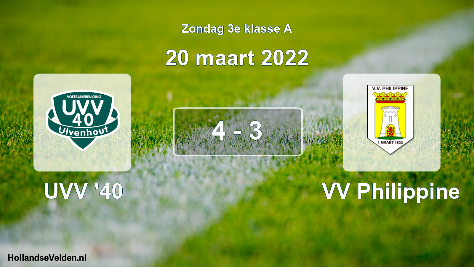 Total number of matches played: UVV '40 - VV Philippine 4 - 3 (20 March 2022)
