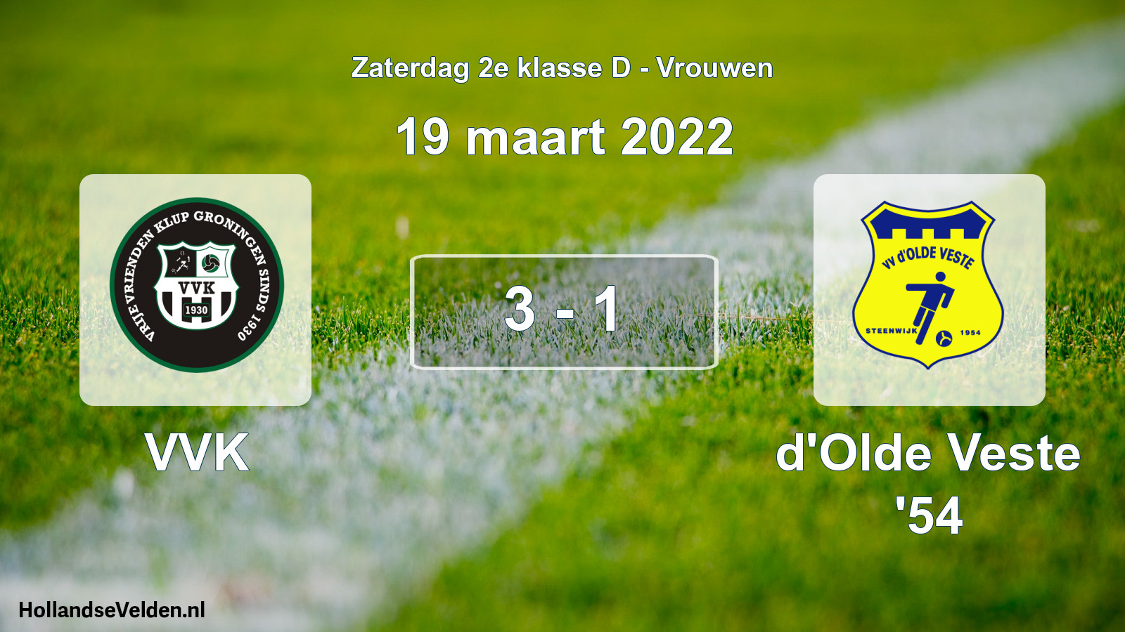 Total number of matches played: VVK - d'Olde Veste '54 3 - 1 (19 March 2022)