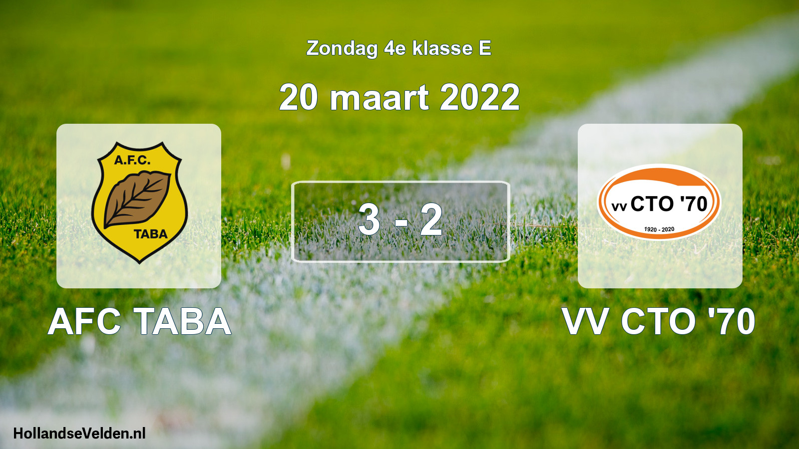 Total number of matches played: AFC TABA - VV CTO '70 3 - 2 (20 March 2022)