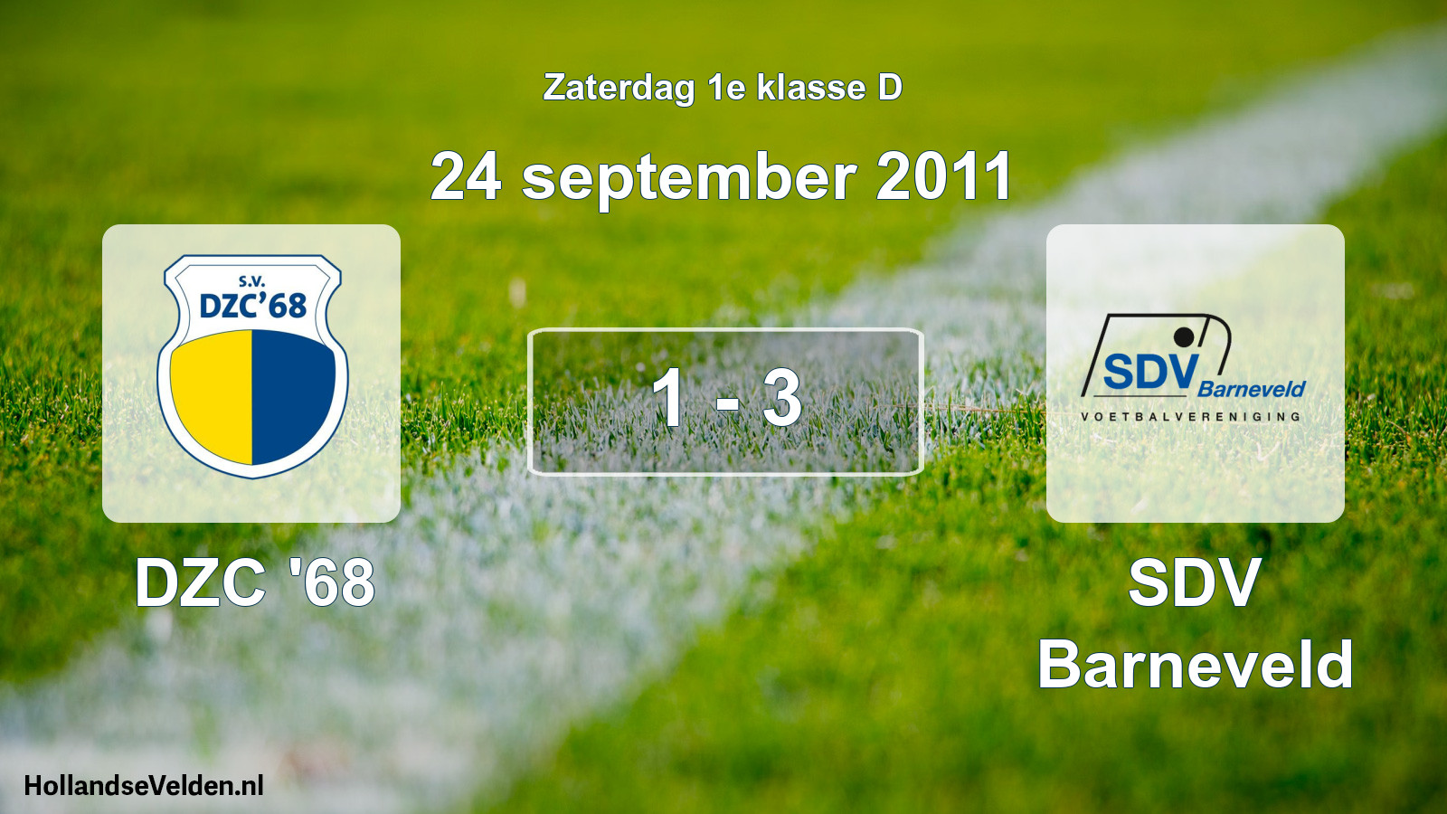 Total number of matches played: DZC '68 - SDV Barneveld 1 - 3 (24 September 2011)