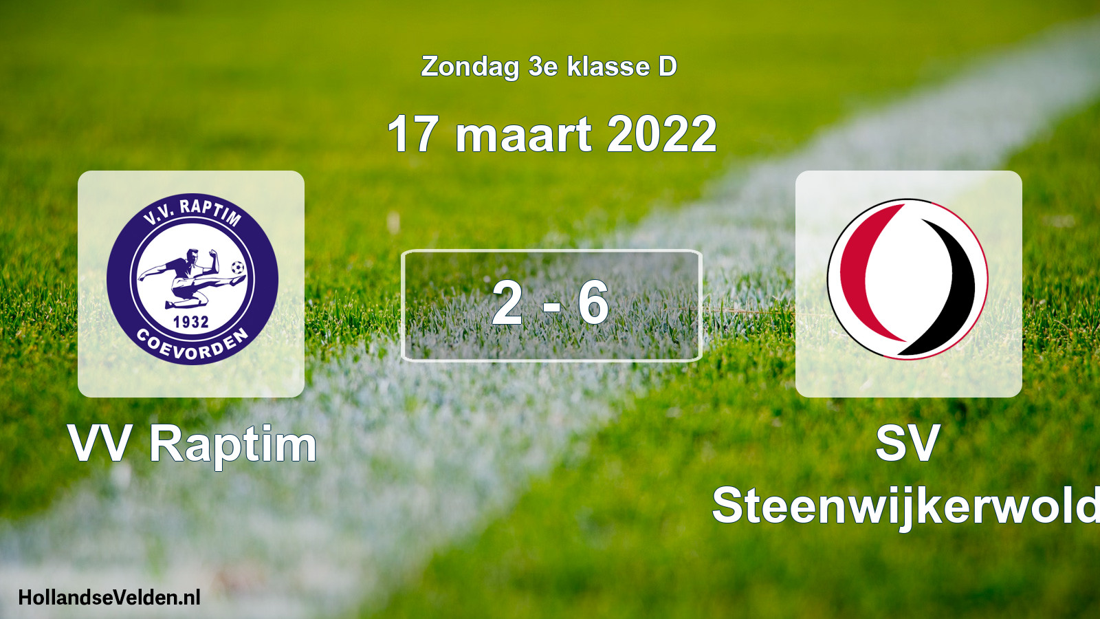 Total number of matches played: VV Raptim - SV Steenwijkerwold 2 - 6 (17 March 2022)