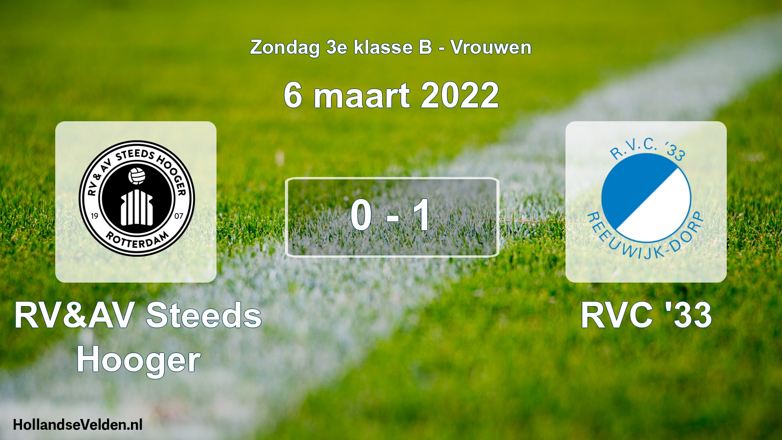 Total number of matches played: RV&AV Steeds Hooger - RVC '33 0 - 1 (6 March 2022)