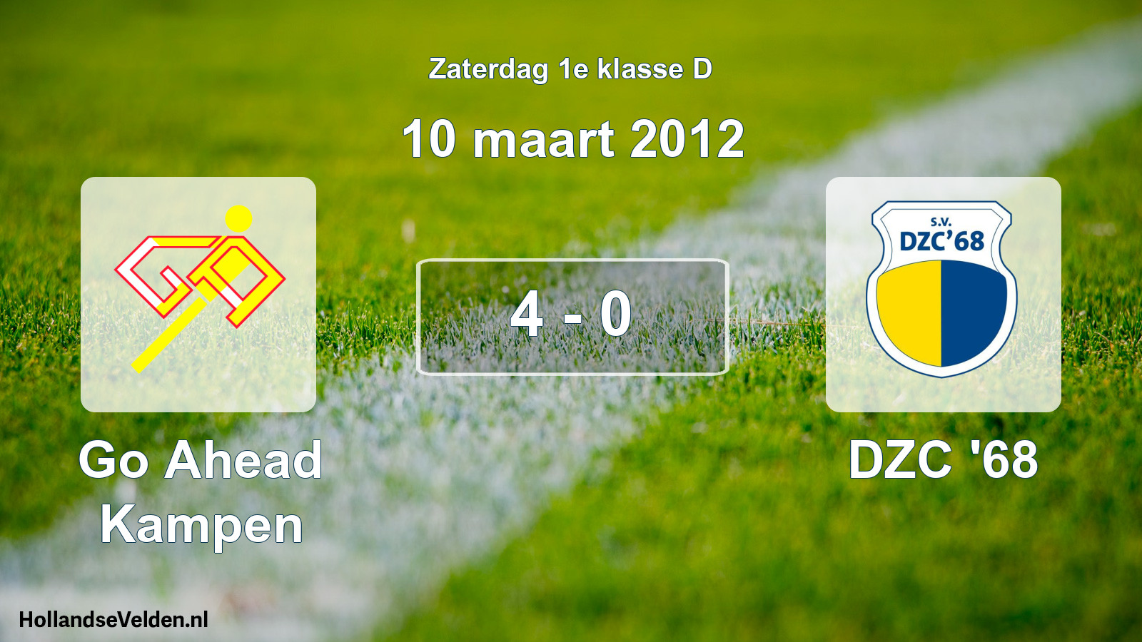 Total number of matches played: Go Ahead Kampen - DZC '68 4 - 0 (10 March 2012)