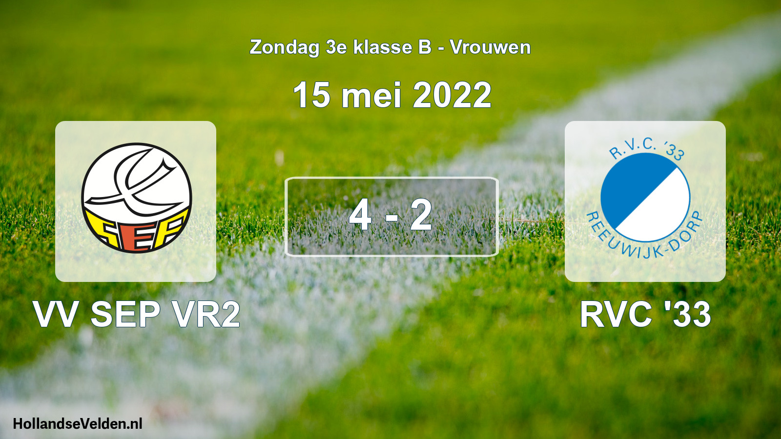 Total number of matches played: VV SEP VR2 - RVC '33 4 - 2 (15 May 2022)