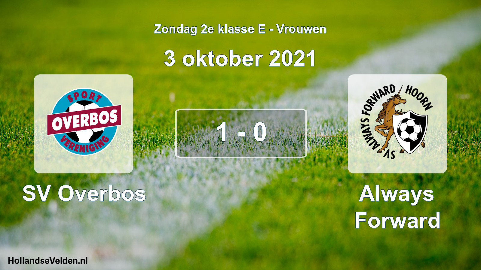 Gespeelde wedstrijd: SV Overbos - Always Forward 1 - 0 (3 oktober 2021)