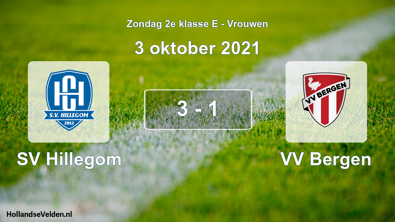 Gespeelde wedstrijd: SV Hillegom - VV Bergen 3 - 1 (3 oktober 2021)