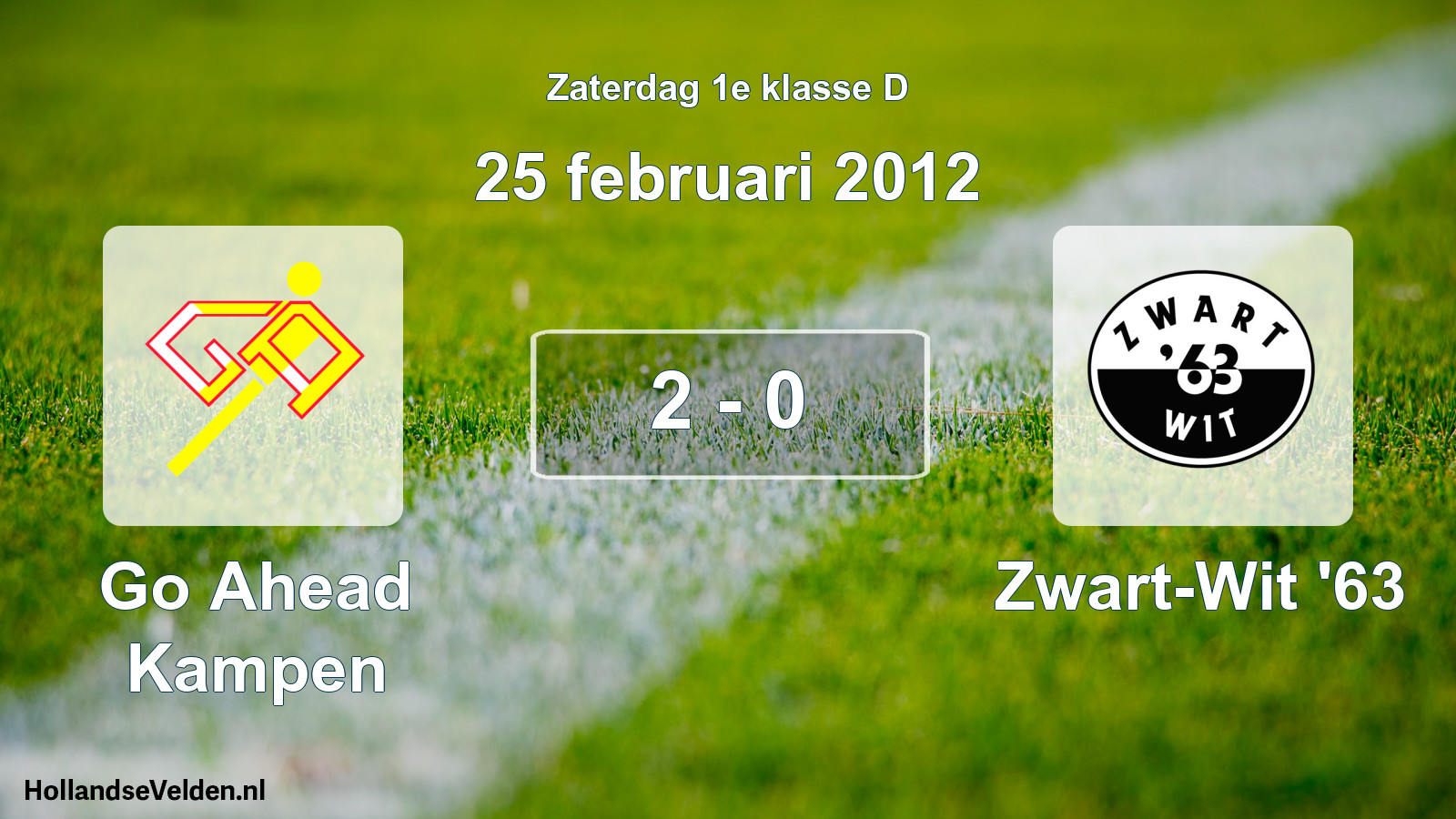 Total number of matches played: Go Ahead Kampen - Zwart-Wit '63 2 - 0 (25 February 2012)