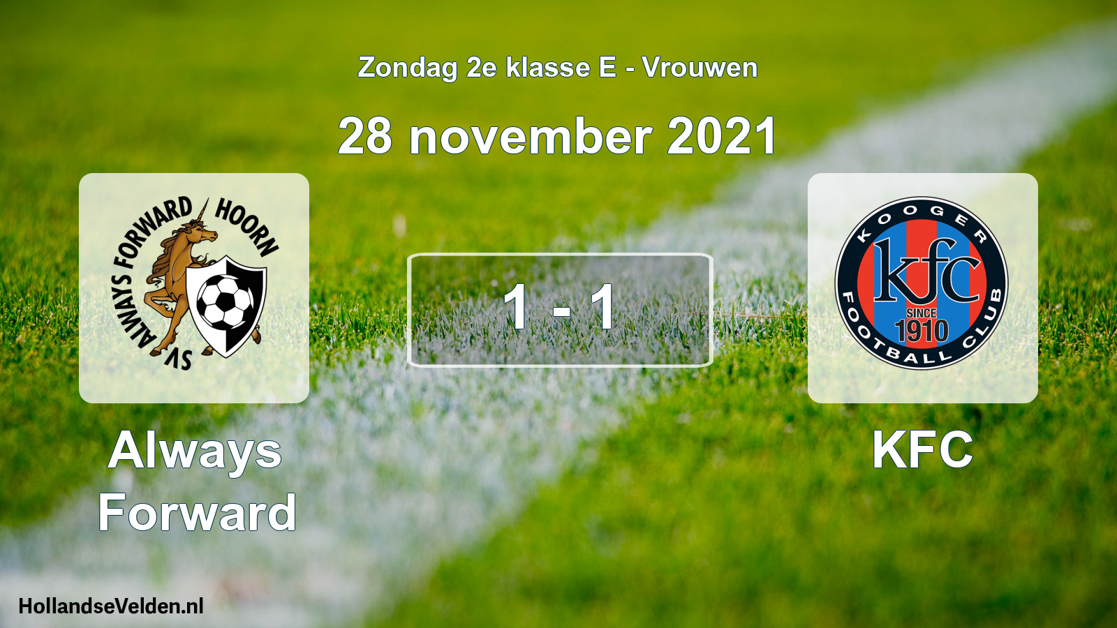 Gespeelde wedstrijd: Always Forward - KFC 1 - 1 (28 november 2021)