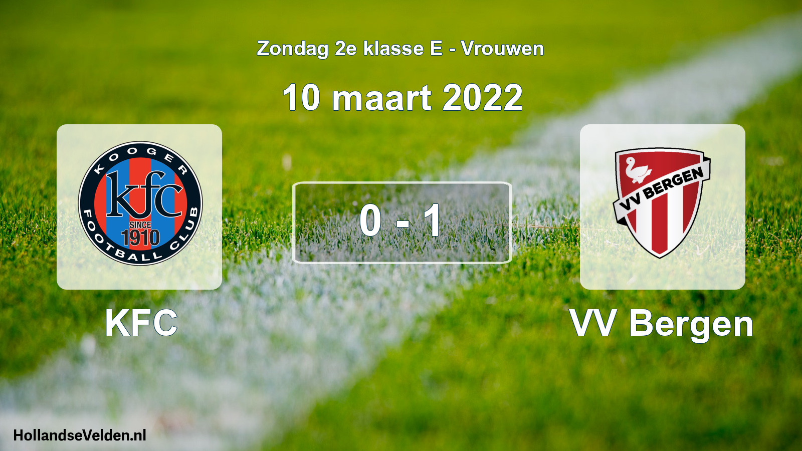 Gespeelde wedstrijd: KFC - VV Bergen 0 - 1 (10 maart 2022)