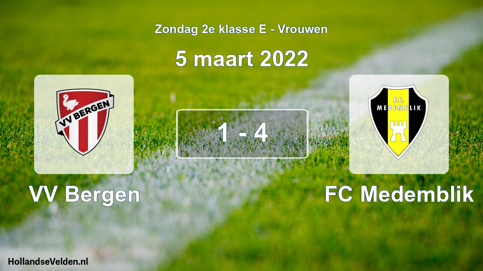 Gespeelde wedstrijd: VV Bergen - FC Medemblik 1 - 4 (5 maart 2022)