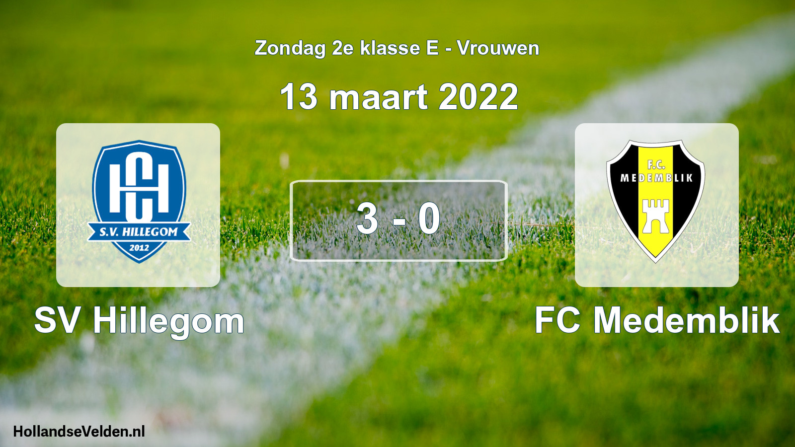 Gespeelde wedstrijd: SV Hillegom - FC Medemblik 3 - 0 (13 maart 2022)