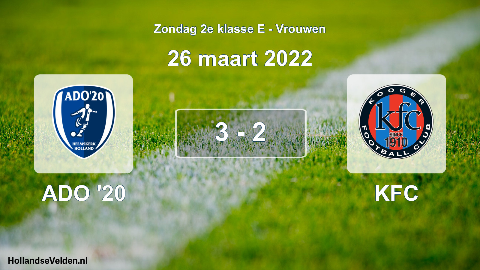 Gespeelde wedstrijd: ADO '20 - KFC 3 - 2 (26 maart 2022)