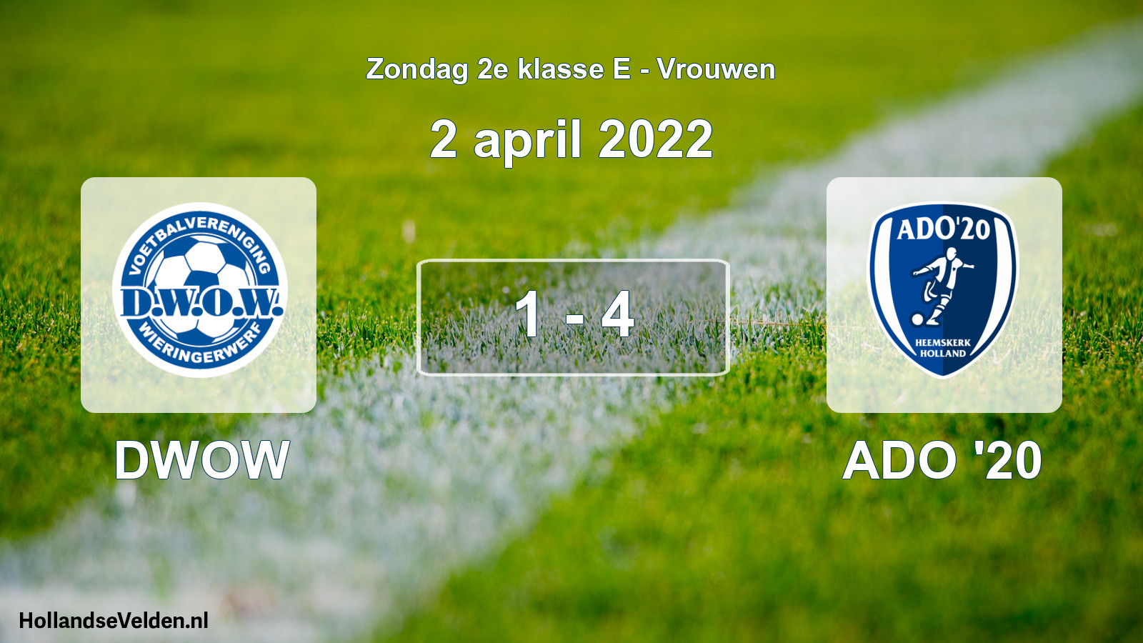 Gespeelde wedstrijd: DWOW - ADO '20 1 - 4 (2 april 2022)