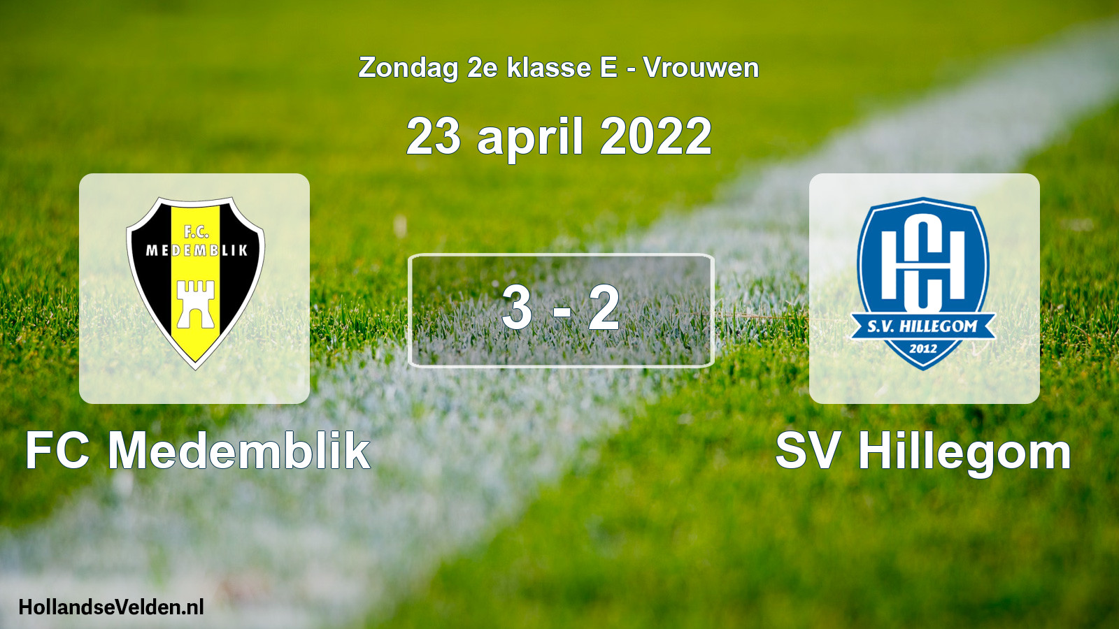 Gespeelde wedstrijd: FC Medemblik - SV Hillegom 3 - 2 (23 april 2022)