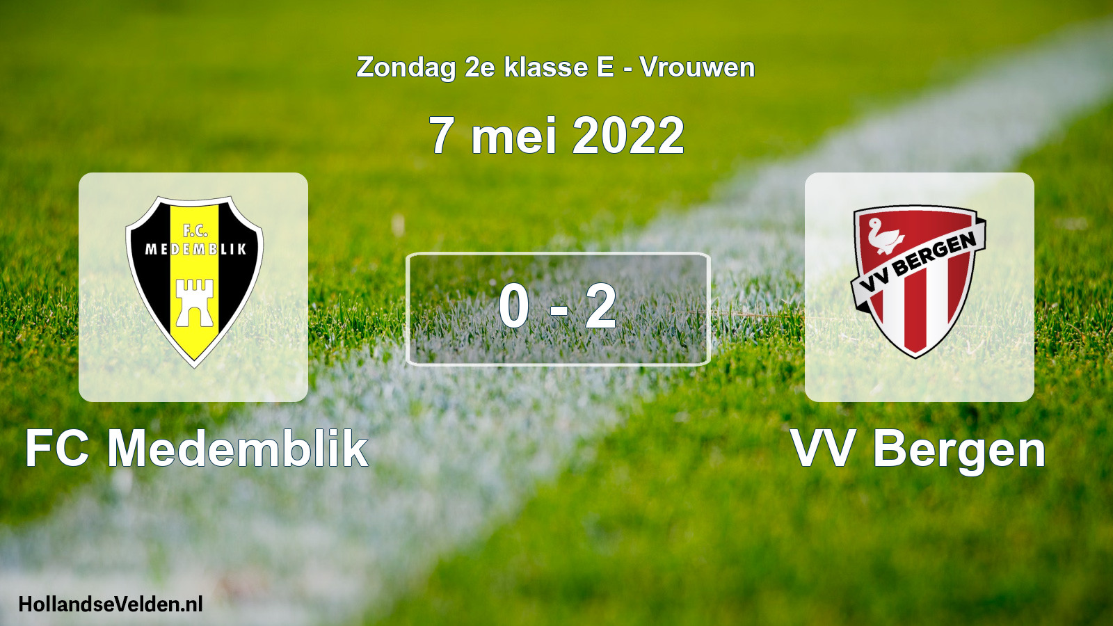 Gespeelde wedstrijd: FC Medemblik - VV Bergen 0 - 2 (7 mei 2022)