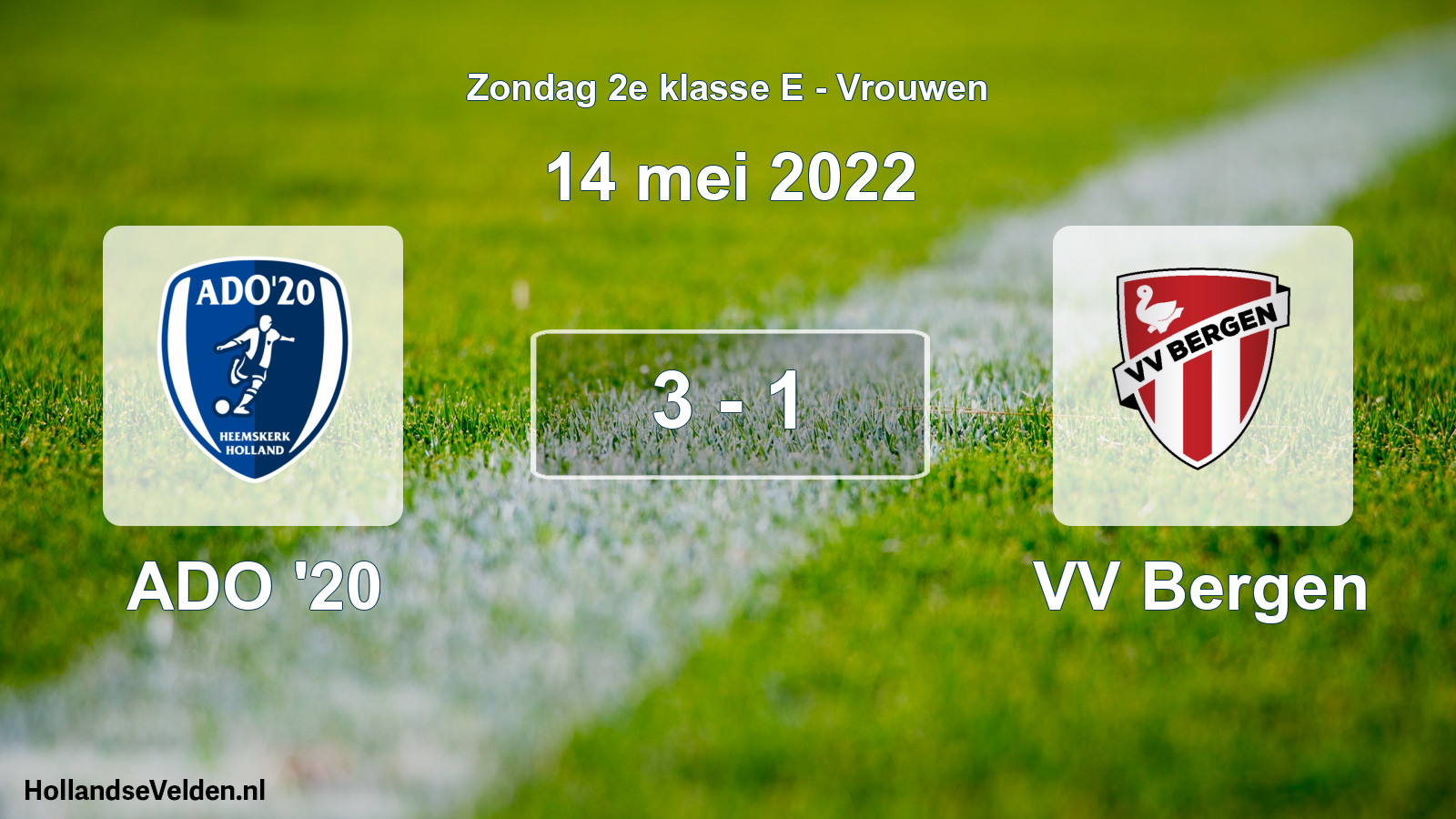 Gespeelde wedstrijd: ADO '20 - VV Bergen 3 - 1 (14 mei 2022)
