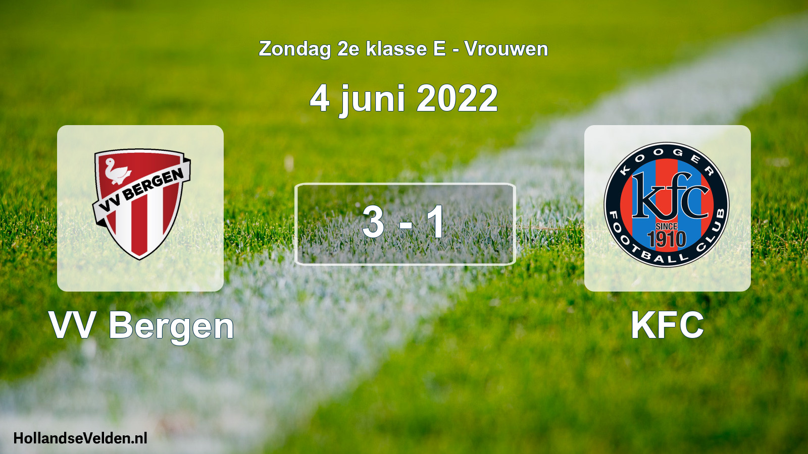 Gespeelde wedstrijd: VV Bergen - KFC 3 - 1 (4 juni 2022)
