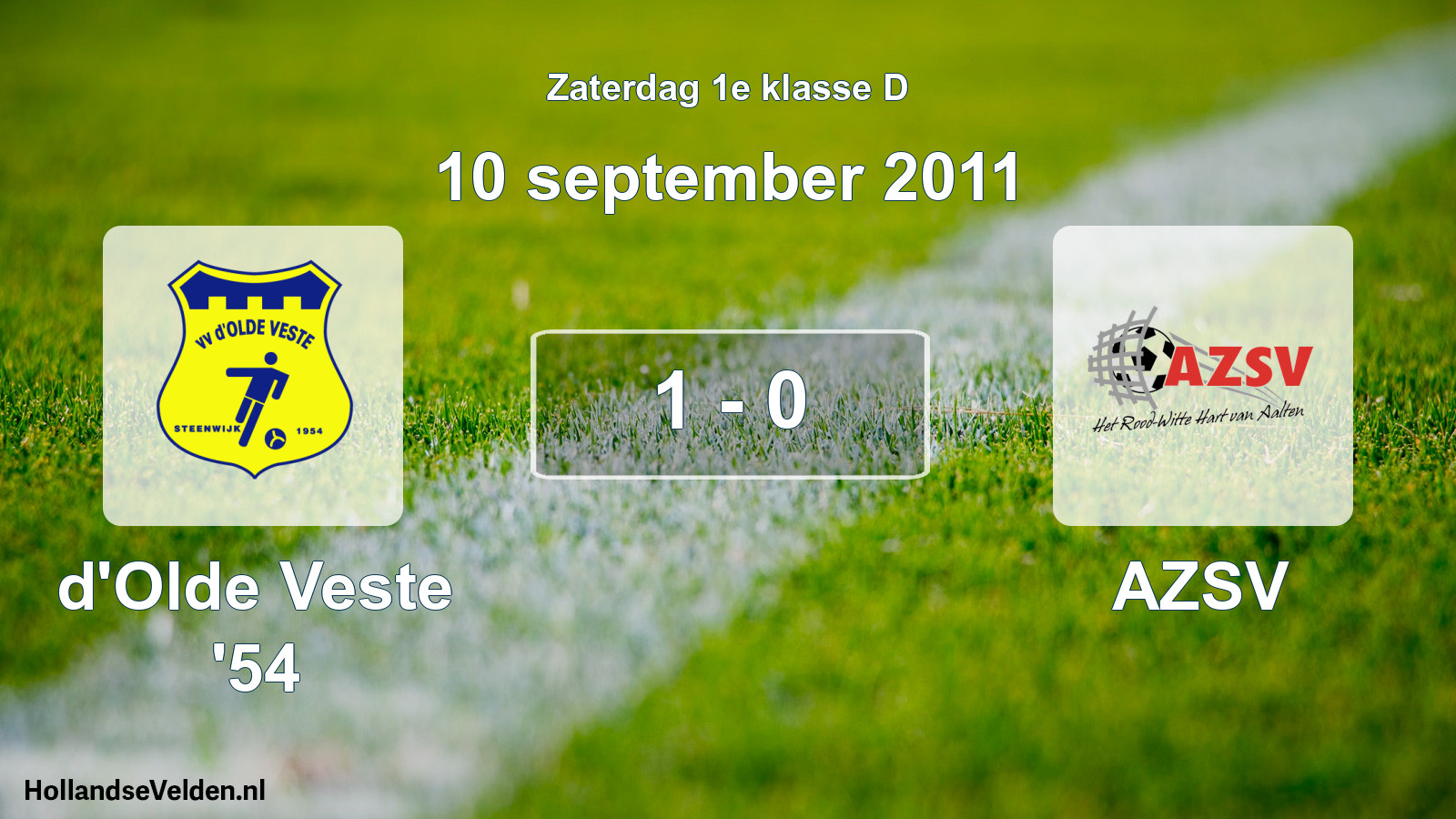 Total number of matches played: d'Olde Veste '54 - AZSV 1 - 0 (10 September 2011)
