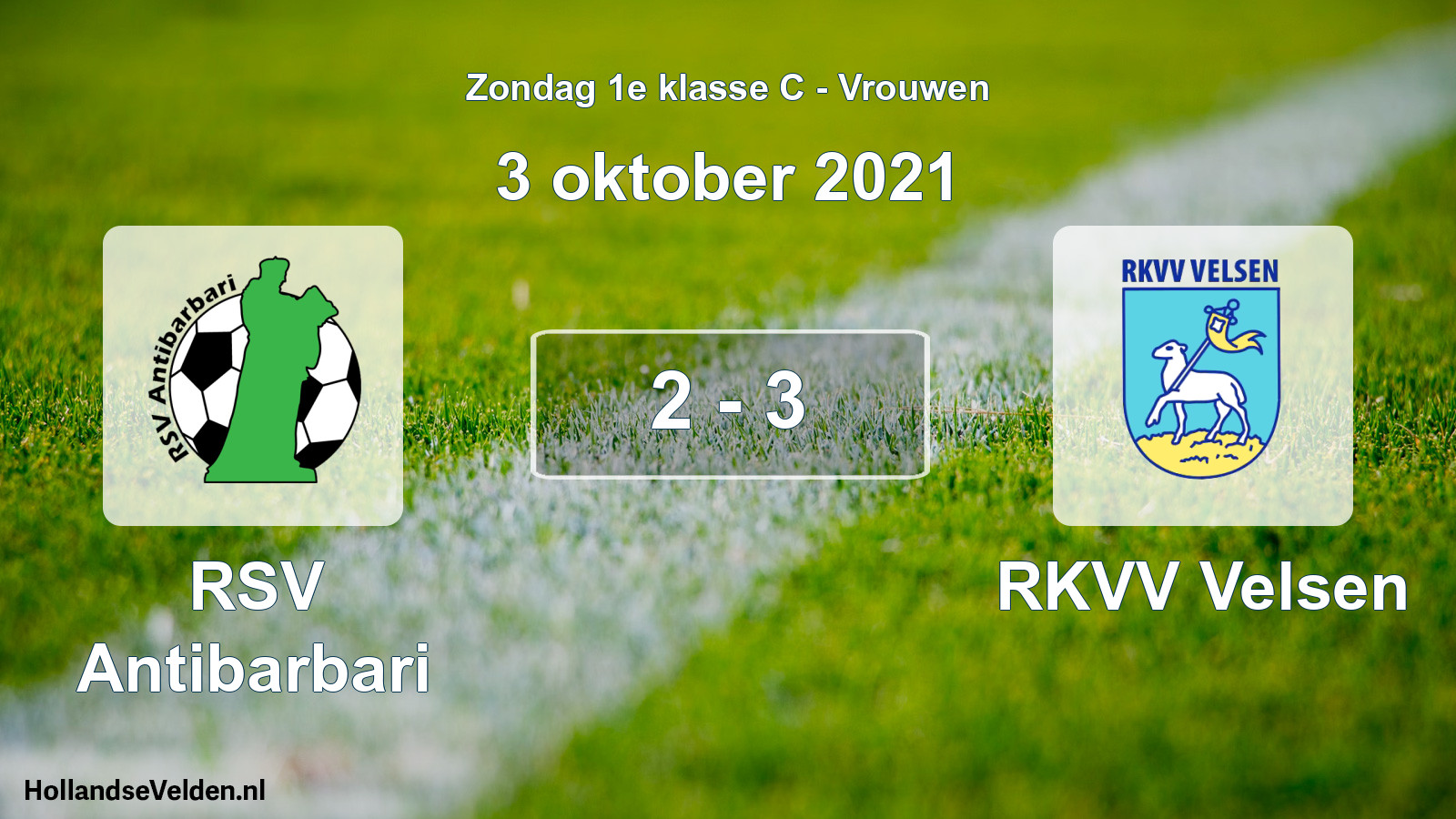 Total number of matches played: RSV Antibarbari - RKVV Velsen 2 - 3 (3 October 2021)