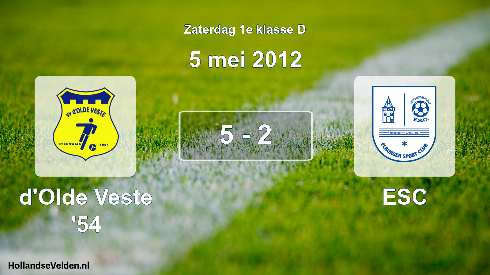 Total number of matches played: d'Olde Veste '54 - ESC 5 - 2 (5 May 2012)