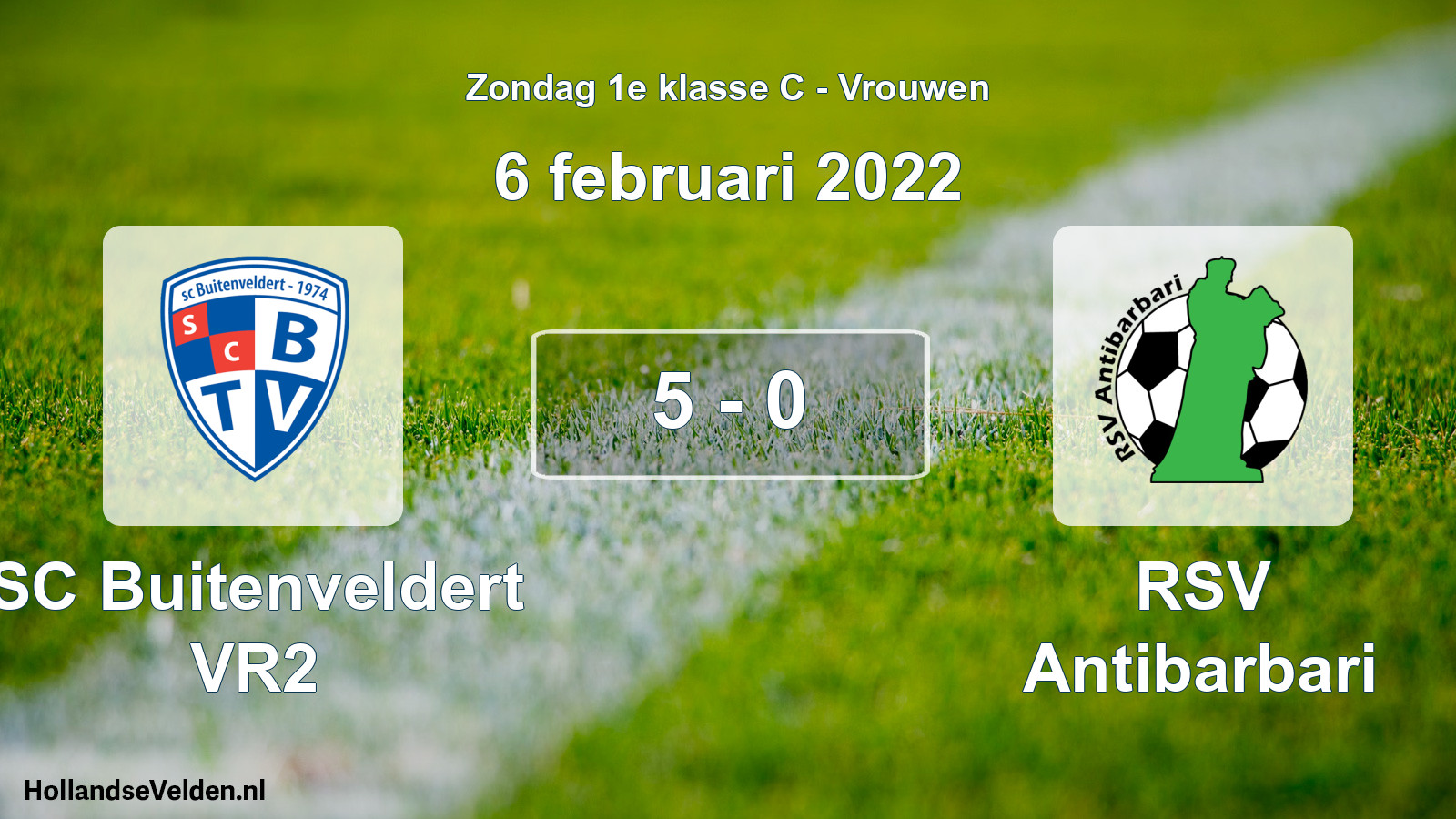 Total number of matches played: SC Buitenveldert VR2 - RSV Antibarbari 5 - 0 (6 February 2022)