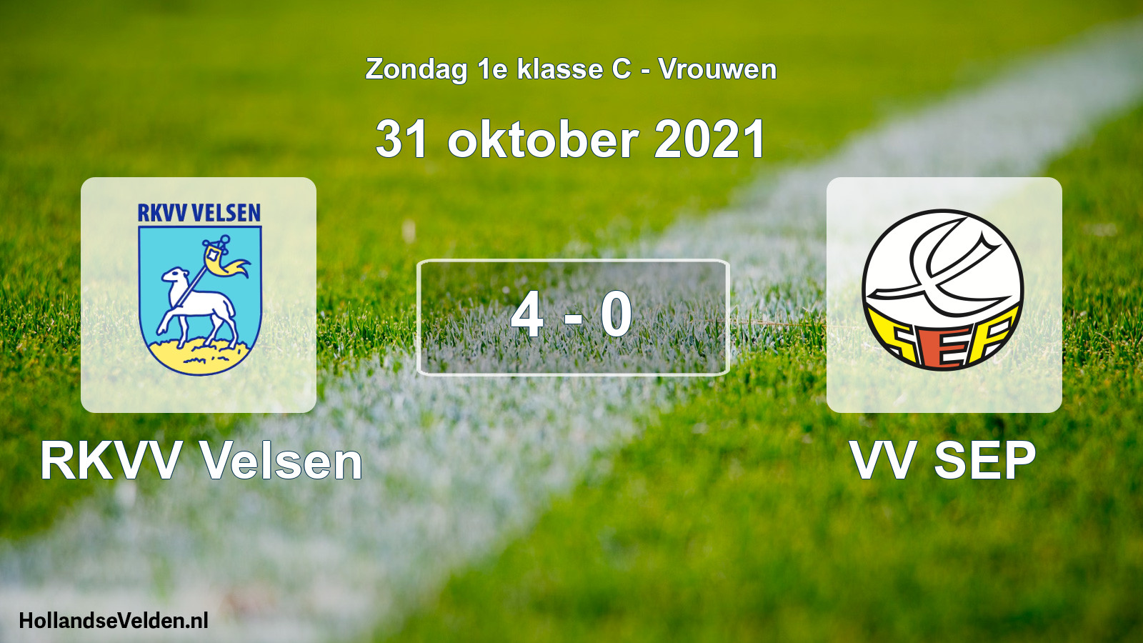 Gespeelde wedstrijd: RKVV Velsen - VV SEP 4 - 0 (31 oktober 2021)
