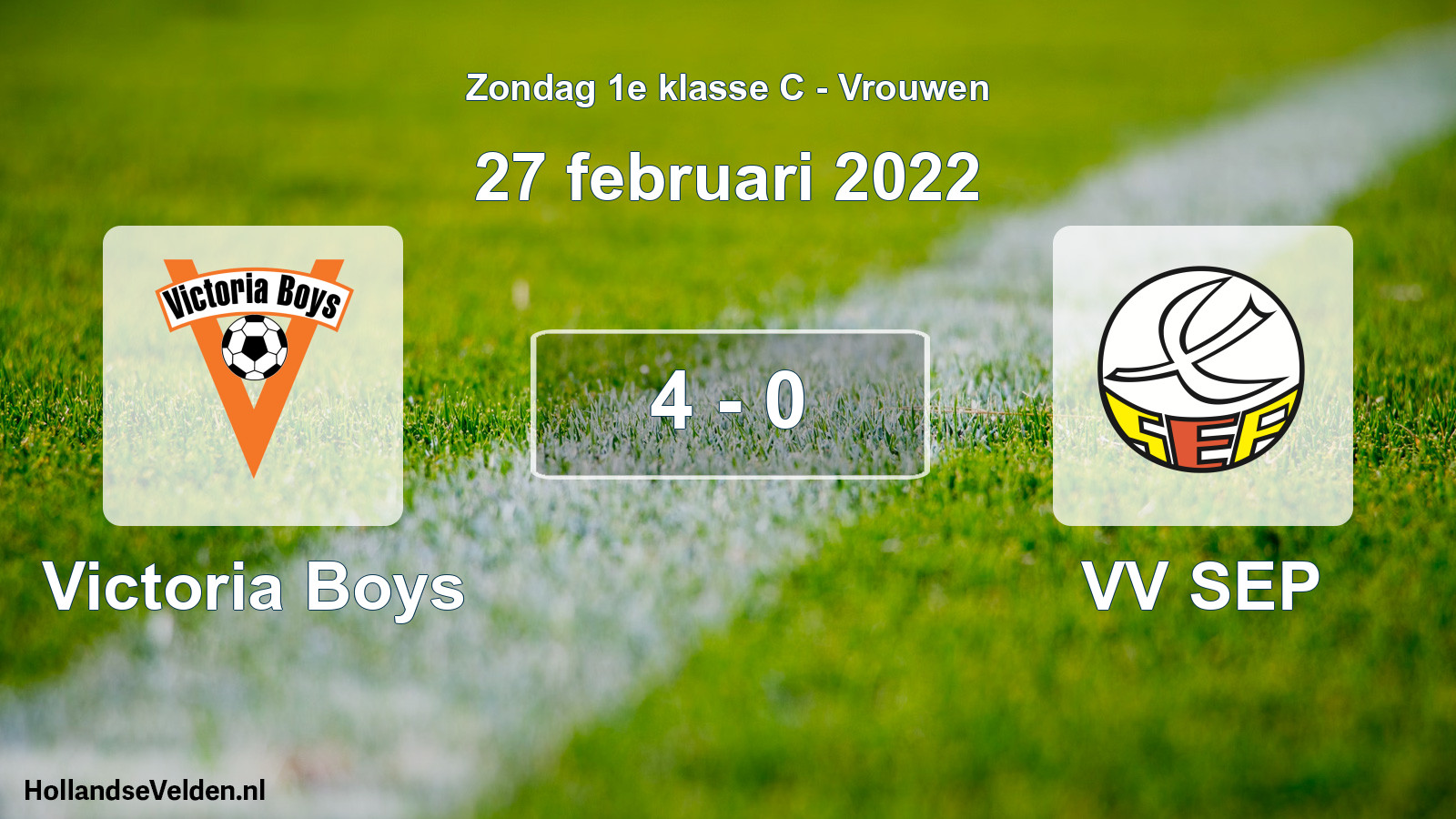 Gespeelde wedstrijd: Victoria Boys - VV SEP 4 - 0 (27 februari 2022)